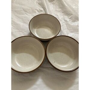 Denby England Stoneware Set of 3 Bowls Rustic Speckled Glaze Brown Rim